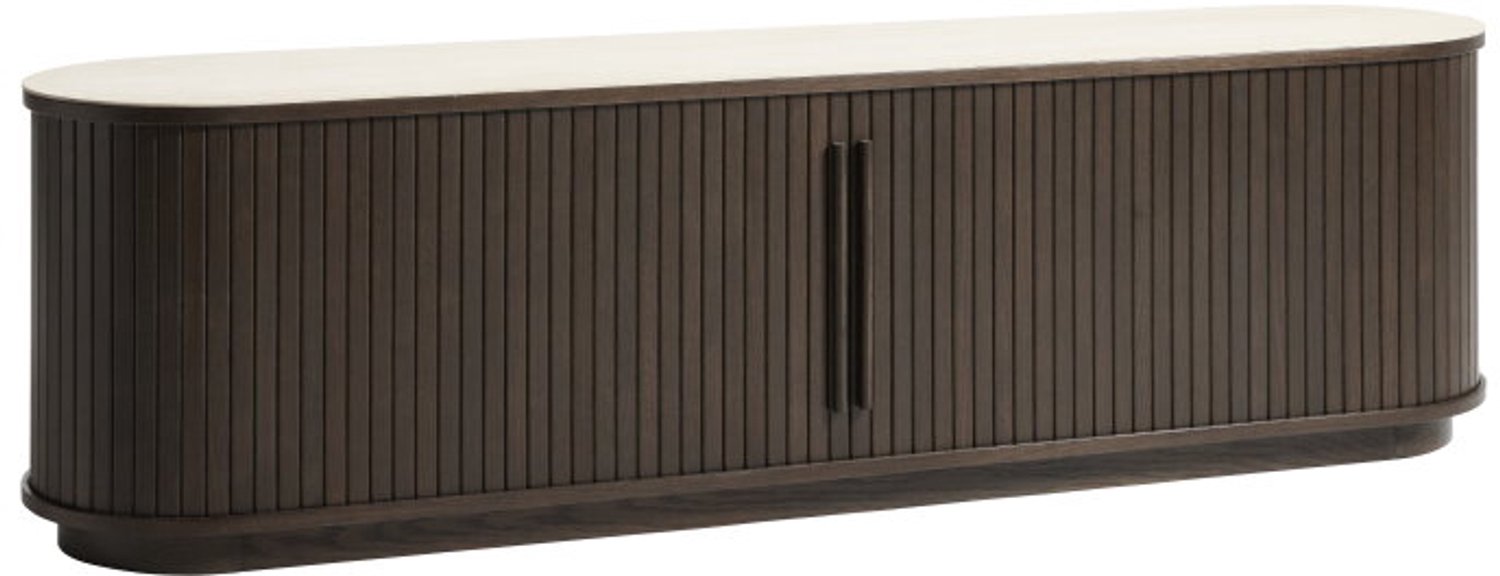 Meubelplaats Tv-meubel Enna - keramiek en eiken espresso bruin - 180x40x50 cm Bruin Bruin