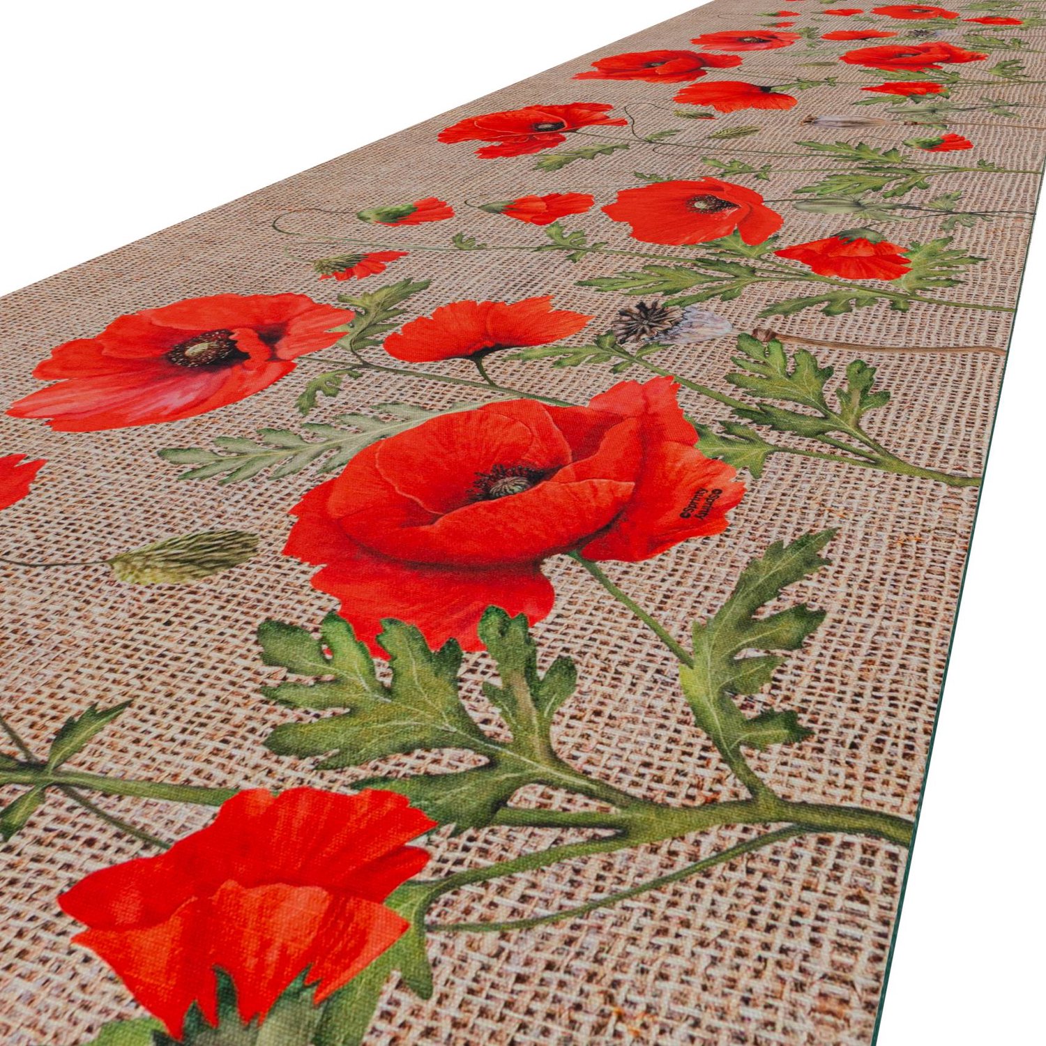 ANRO Keukenloper Klaprozen Bruin 280x52cm – Antislip Gangloper Tapijtloper 3 mm Laagpolig