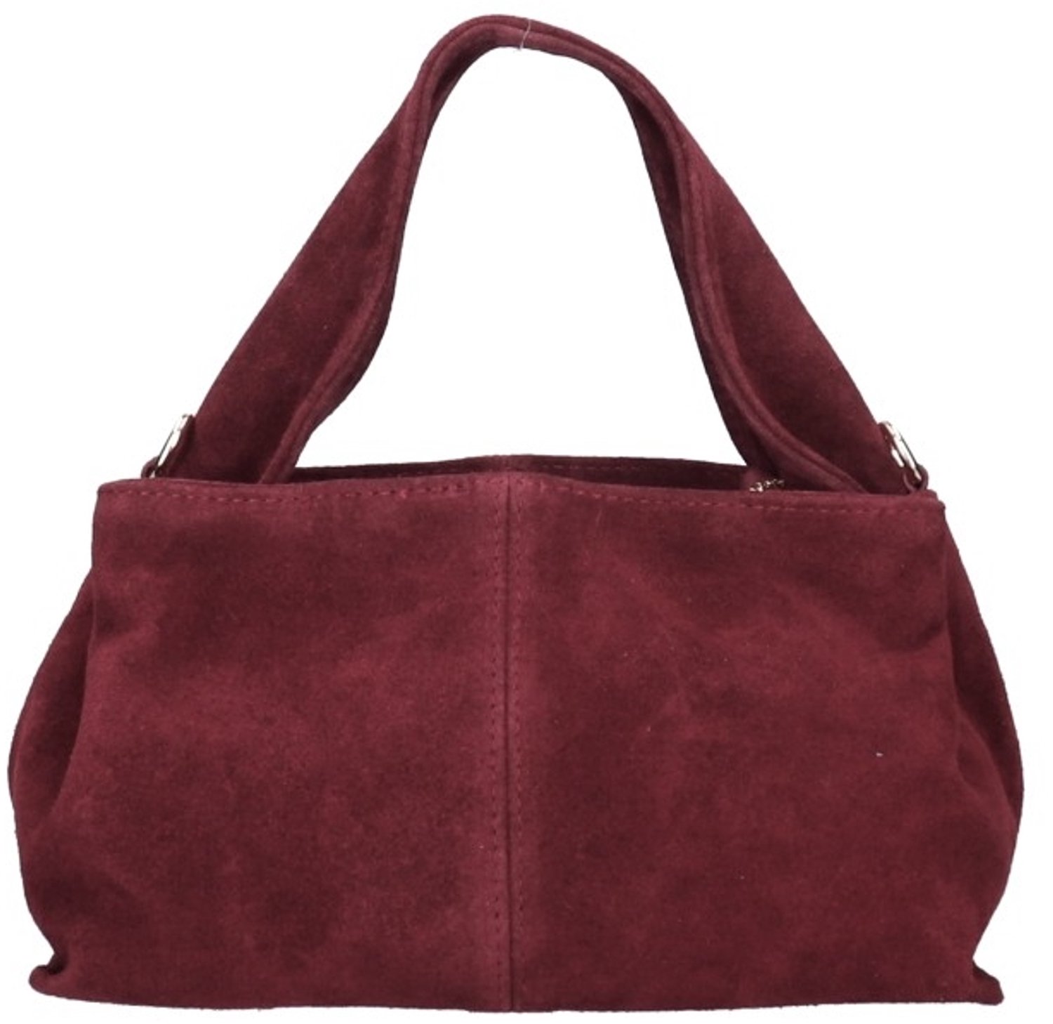 Bordeaux Suède Handtas Laila – Trendy Dames Schoudertassen - Gouden Details - Breed Handvat & Extra Hengsel - Bordeaux