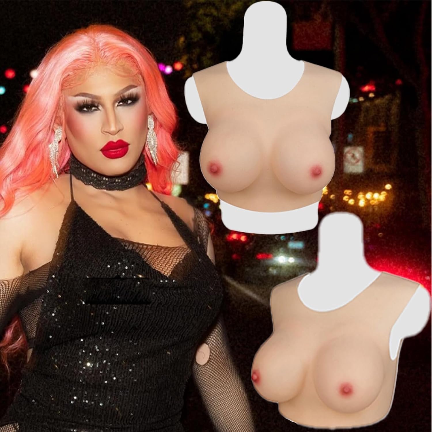 Silicone borstplaat C-G cup - silicone gel - realistisch gewicht - ideaal voor drag queens - ServiceTopper