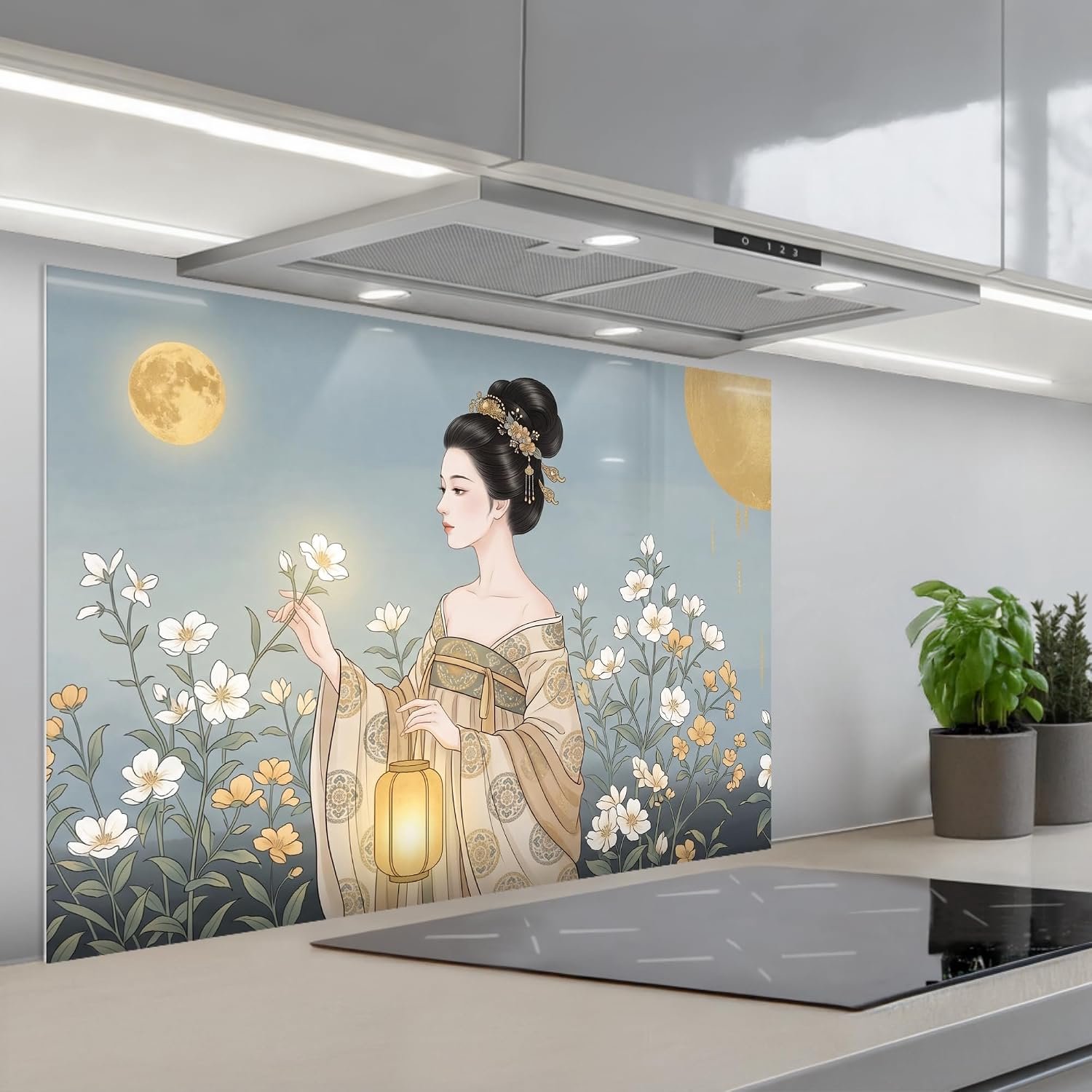 Keukenachterwand 55x80 cm - Zelfklevend - Aziatisch - Elegante glaslook decoratie - ServiceTopper