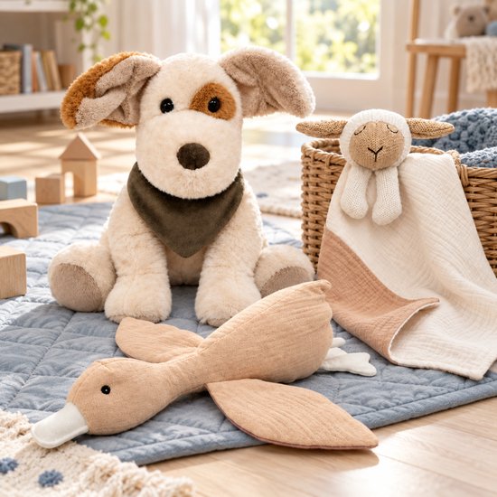 Funnies Giftset Knuffels - Boerderij Dieren - Baby Speelgoed - Kraamcadeau - Kraammand — afbeelding 3