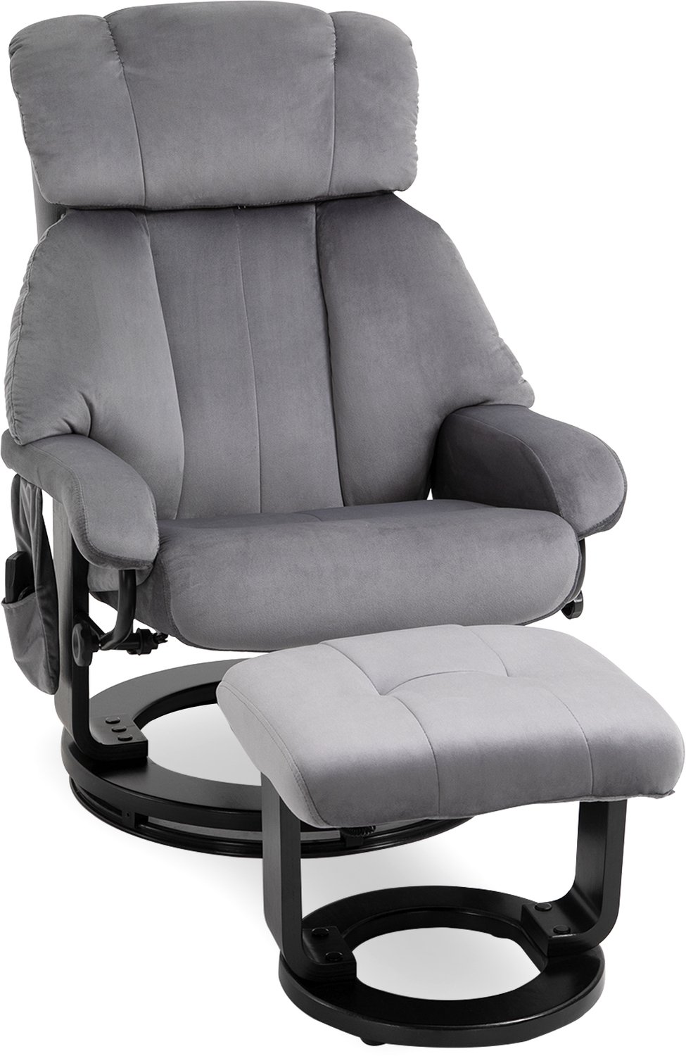 Homona Massagefauteuil met voetenbank - Met 10 vibratiepunten en afstandsbediening - Rugleuning verstelbaar tot 145° - Stoffen bekleding - 76 x 80 x 102 cm - Grijs