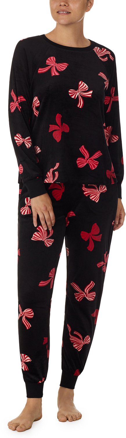 ESOTIQ Kate Spade Stretch Velours Set - Damespyjama - Zwart