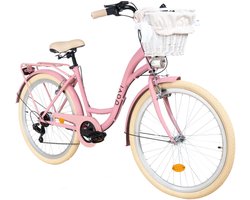 Davi Emma – Stadsfiets – 26 inch – 7 versnellingen – Shimano – V-brake – Lage instap – Roze/Crème