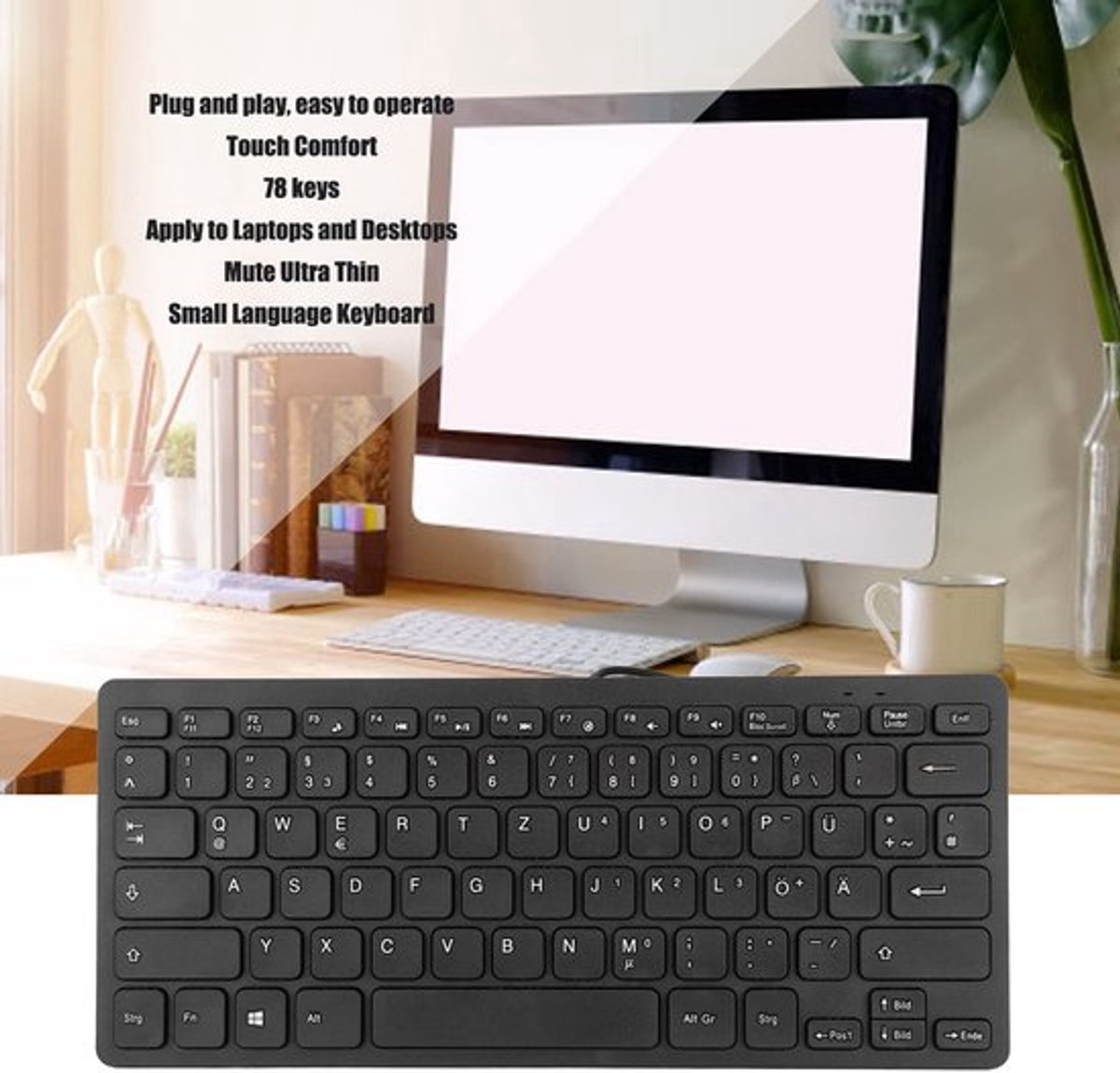 Allecto - Bedraad Toetsenbord - USB Toetsenbord - Ultra Dun Design - Duits - 78