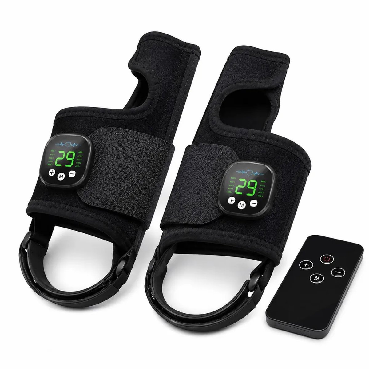 Elektrische hallux valgus corrector, EMS microstroom teenorthese, dubbele teencorrectiebandage, verstelbaar, met afstandsbediening en USB-batterij.