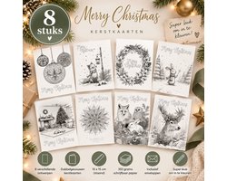 8 Kleur Kerstkaarten volwassenen - DIY Kerstkaarten - Kerstkaarten maken - Kleurkaarten - Kerstkaarten maken voor volwassenen - Kerstkaarten met…