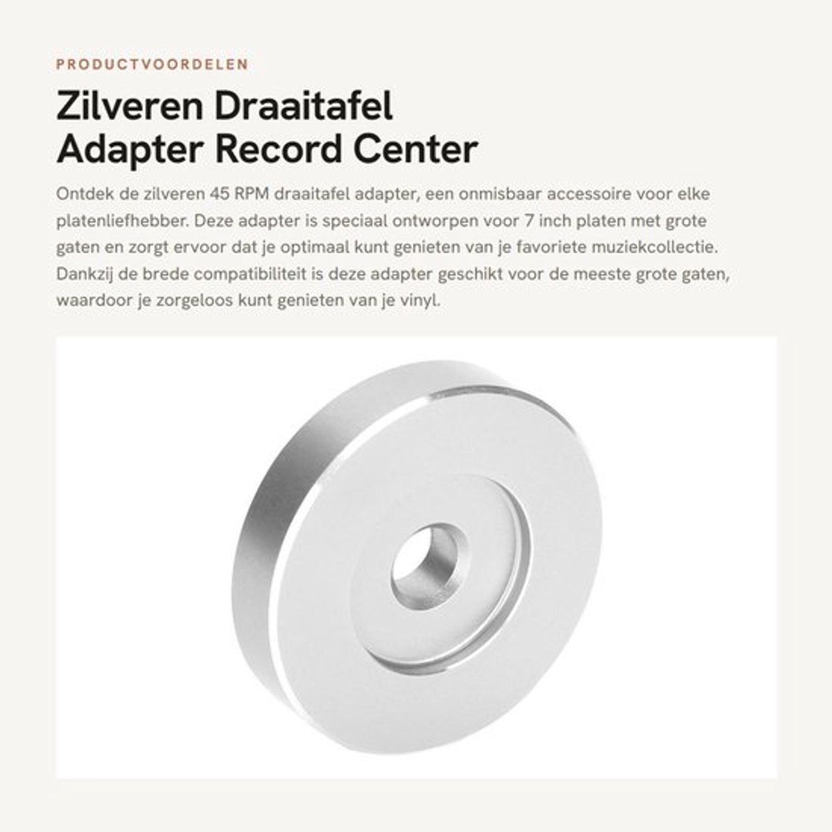 Allecto - Zilveren Draaitafel Adapter - Record Center Accessoire - 7