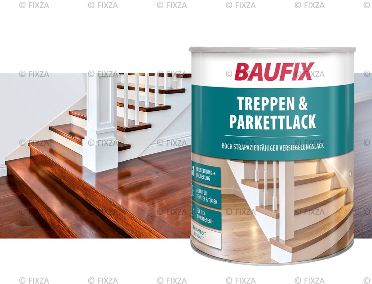 BAUFIX Trap- & Parketlak Zijdemat 1L – Slijtvaste Vloerlak voor Hout Binnen – Krasbestendige Parket Vernis