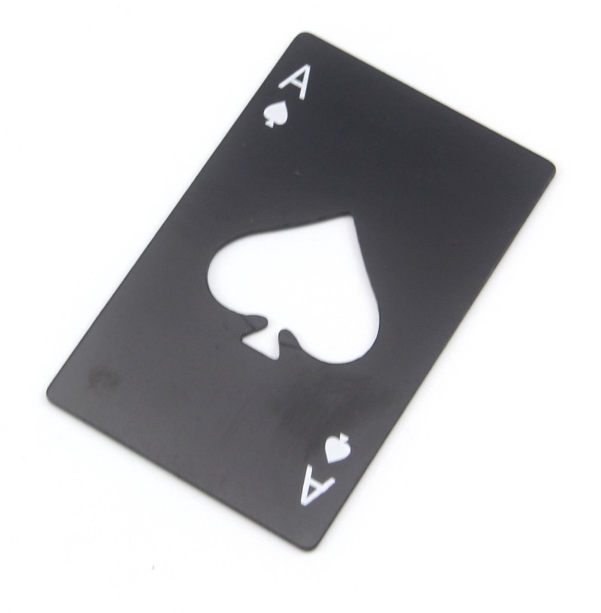 Go Go Gadget - Flesopener - Bieropener - RVS - Poker - Kaart - Schoppen Aas - Card formaat - Zwart - 1 stuk