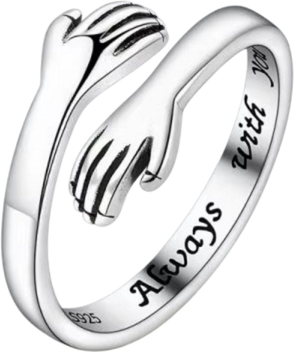 Romantische Ring voor Dames & Heren – Verstelbare Ring voor Koppels, Liefdesring met Symbolisch Ontwerp, Modieuze Accessoire voor Partners & Geliefden, Cadeau voor Bruiloft, Date & Valentijnsdag - Zilver