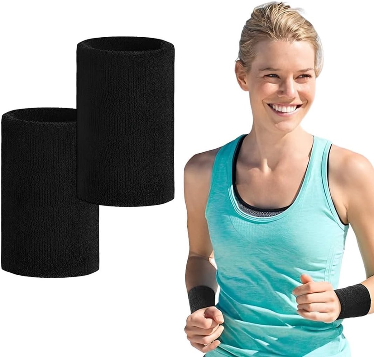 2 Stuks Elastische Sportpolsbanden van Katoen, Ideaal voor Fitness en Activiteiten Buiten