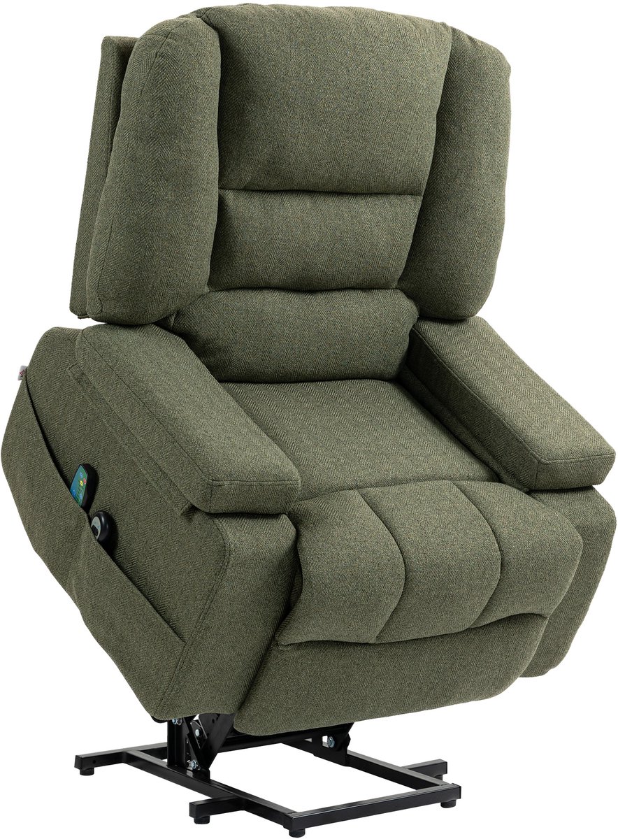 HOMCOM Multifunctionele elektrische relaxfauteuil - Linnen (polyester) - 97x90x102cm - Groen