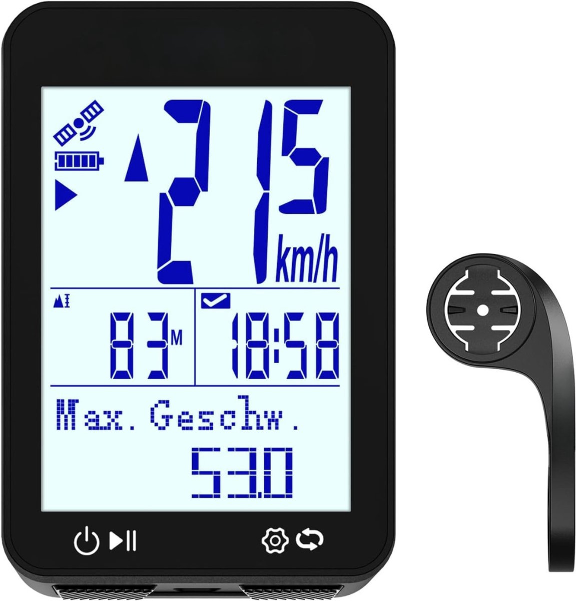 Levo® Kilometerteller Fiets - Fietscomputer Draadloos Waterdicht - Snelheidsmeter Fiets - Fietscomputers GPS - Zwart - 7cm x 5cm x 2cm