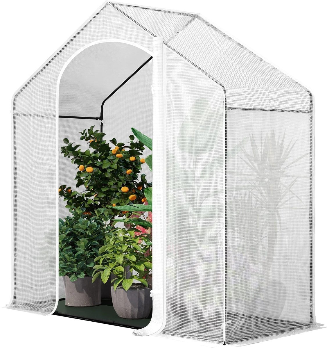 Klarven® Kas voor tomaten en klimplanten Wit - Stabil frame, waterdicht folie, ventilatie - B 80 x D 200 x H 200 cm
