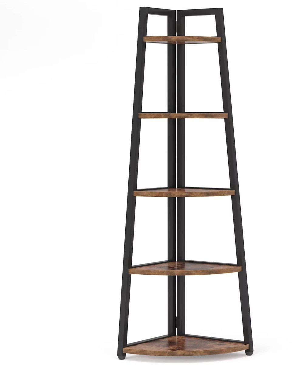 Mura Boekenkast - Opbergkast - Wandrek - Opbergrek - Boekenrek - 5 Ruime Opbergniveaus - Hoogte 178cm - MDF-Hout - Bruin