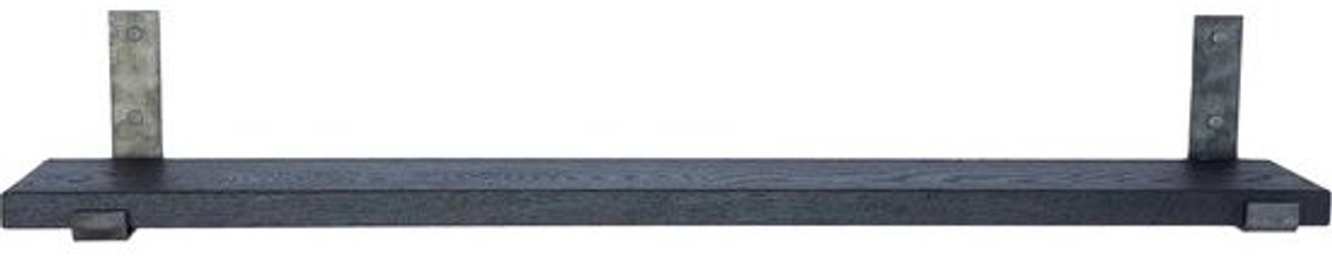 GoudmetHout Zwarte Eiken Wandplank - 240x15 cm - Plankdragers L-UP Zonder Coating Zwart eiken