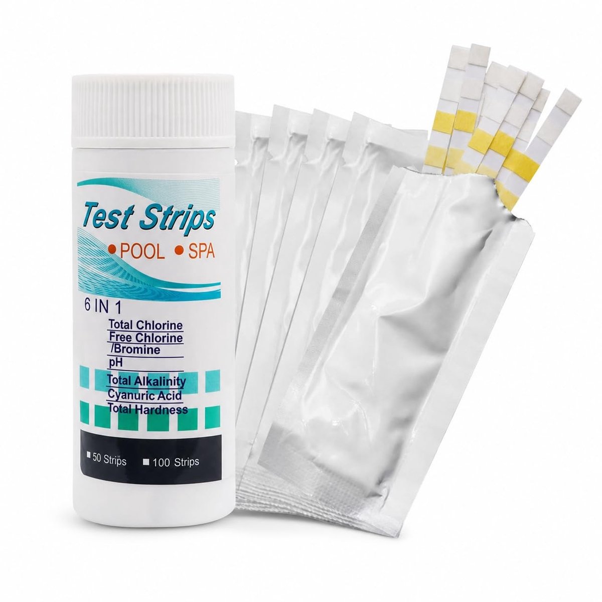Elzusha - Zwembadteststrips 5-in-1 - 50 stuks voor pH, chloor, alkaliteit