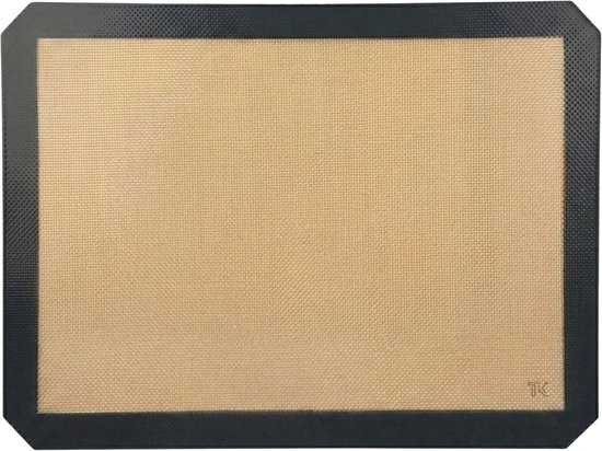 Bruine siliconen bakmat met zwarte rand en honingraat textuur.