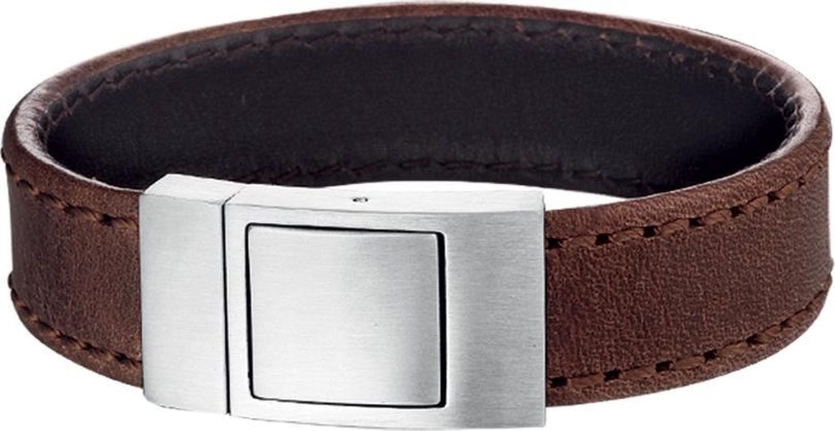 Vigor Armband Leer 18 mm 21 cm - Staal