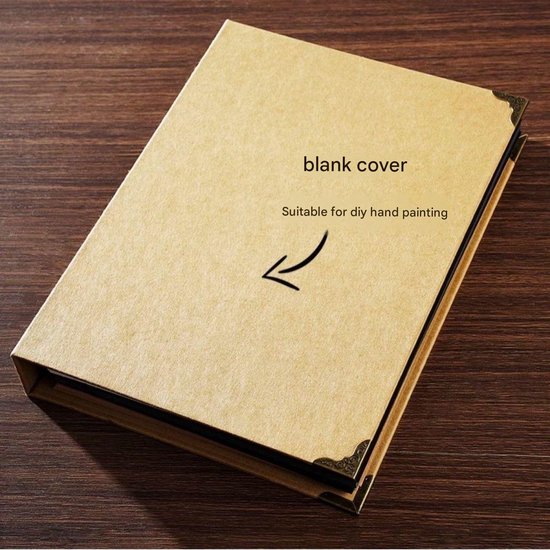 Bruine map met tekst 'blank cover, suitable for diy hand painting', geschikt voor creatieve personalisatie.