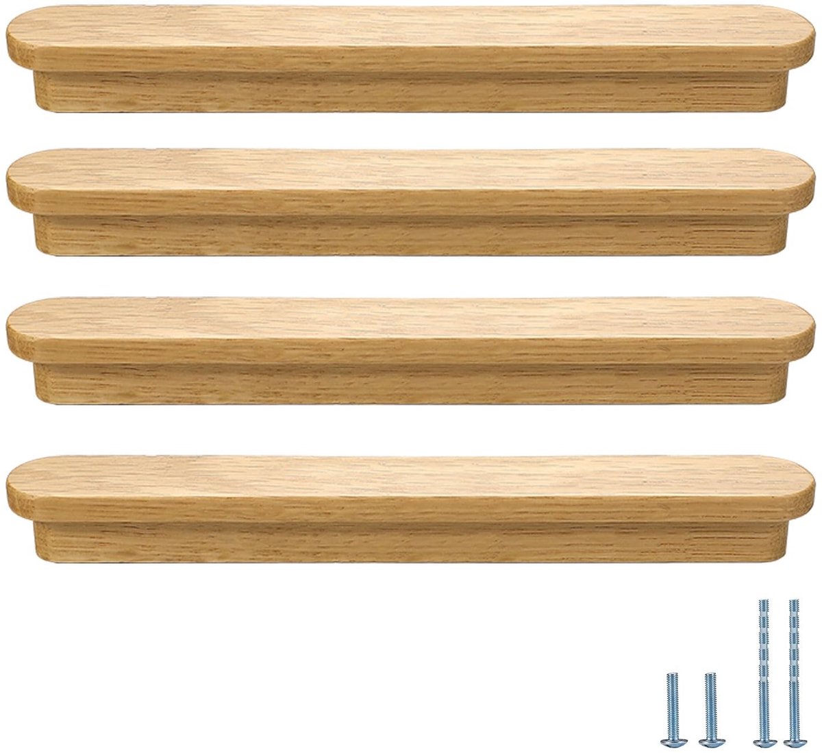 Elzusha - Houten Deurgreep voor Kast - 9 inch - Eikenhout - Set van 4