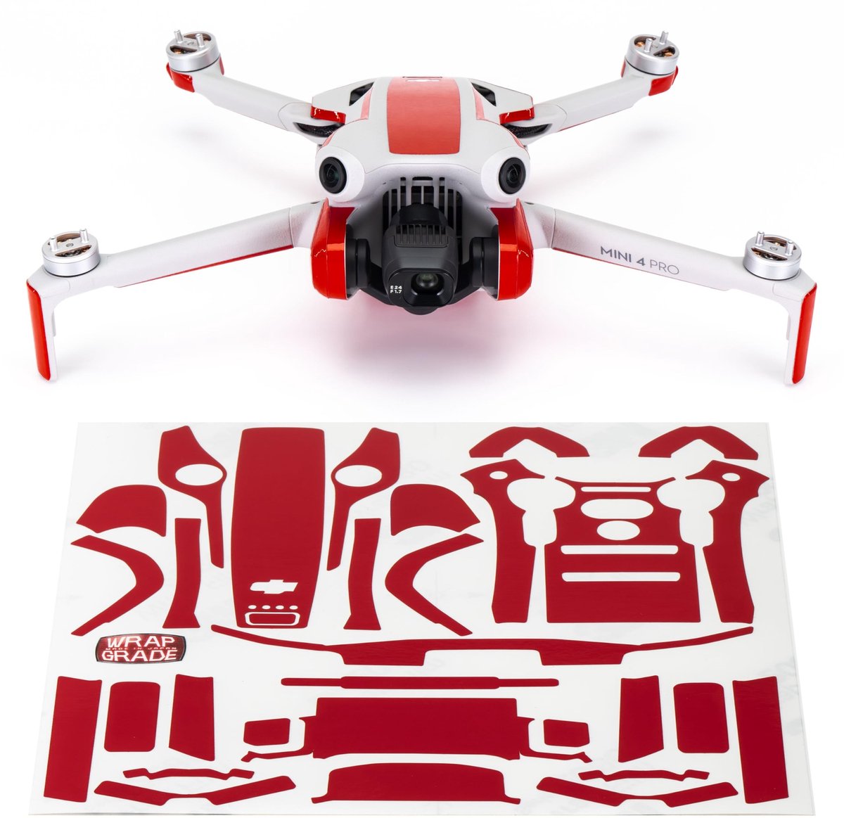 Elzusha - Partial Wrap Set voor DJI Mini 4 Pro in Super Rood