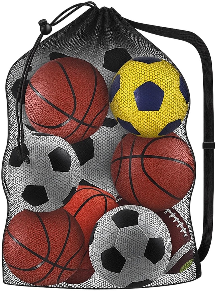 Elzusha - Extra Large Voetbalnet voor 10-12 Ballen - Multifunctionele Tas met Schouderband