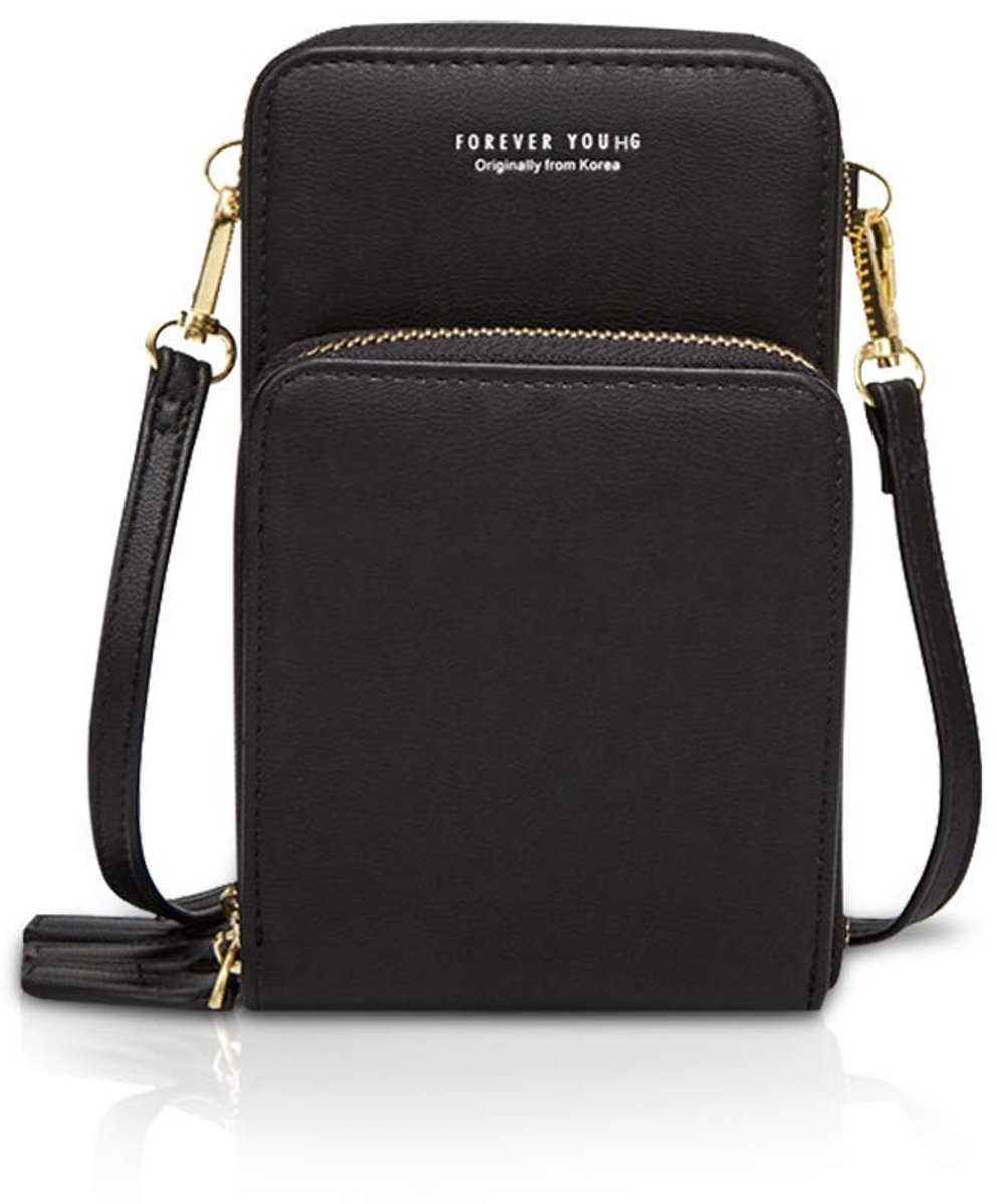 Elzusha - Small Crossbody Schoudertas - Leer - Zwart