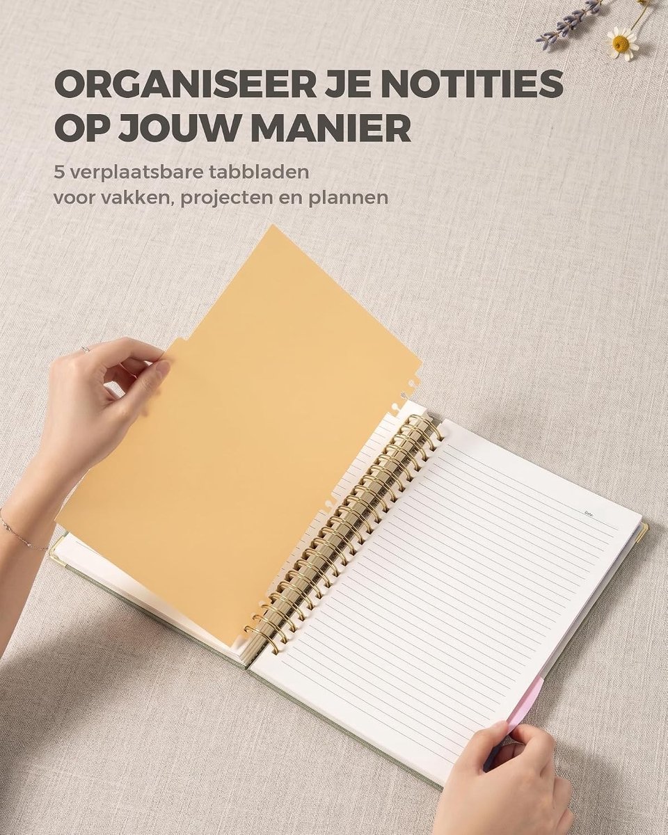 Notitieboek met 5 Verdelers - A4 - Polyurethaan - 300 Pagina's Crèmepapier