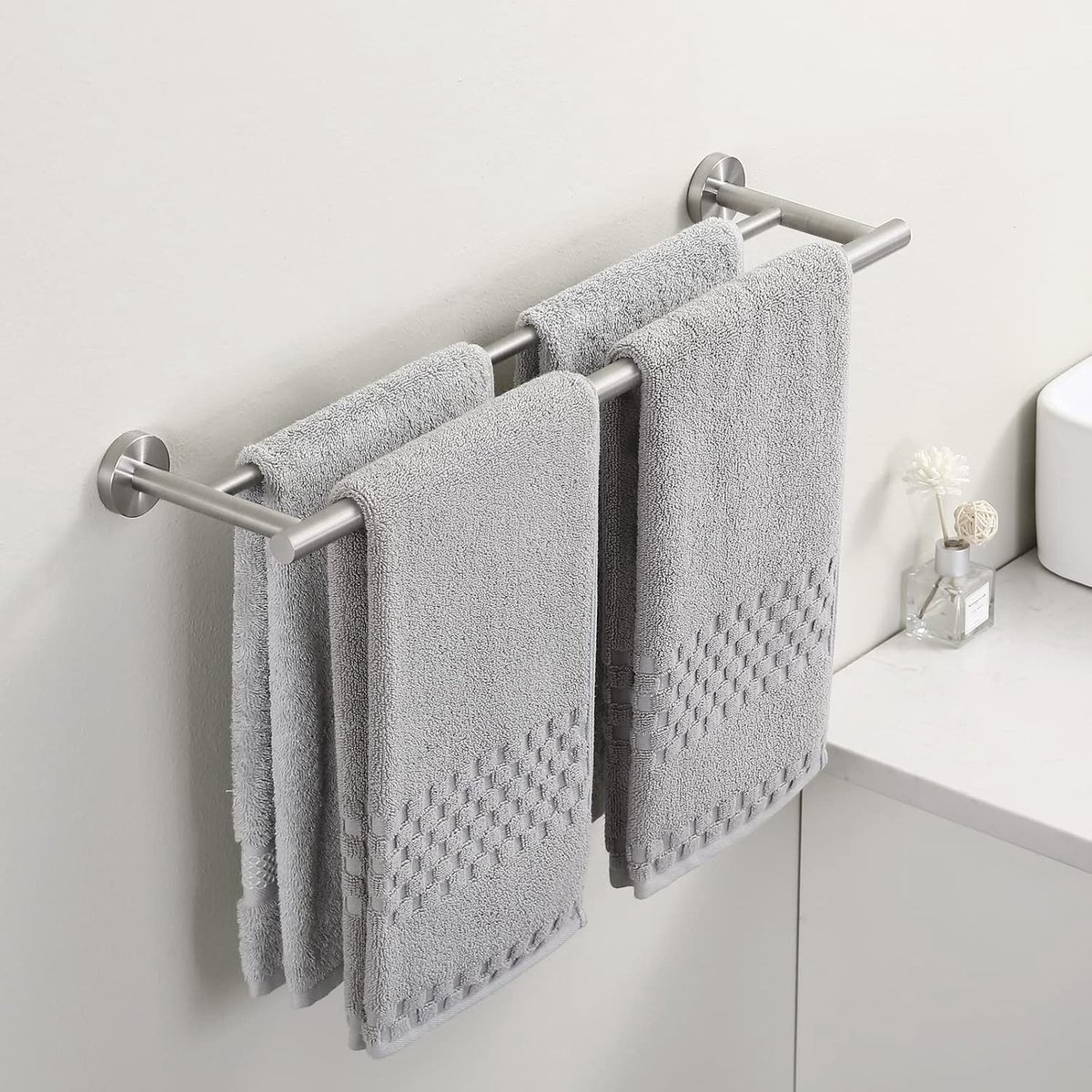 Handdoekhouder - Geborsteld Staal - 60 cm - Roestvrij Staal - Voor Badkamer