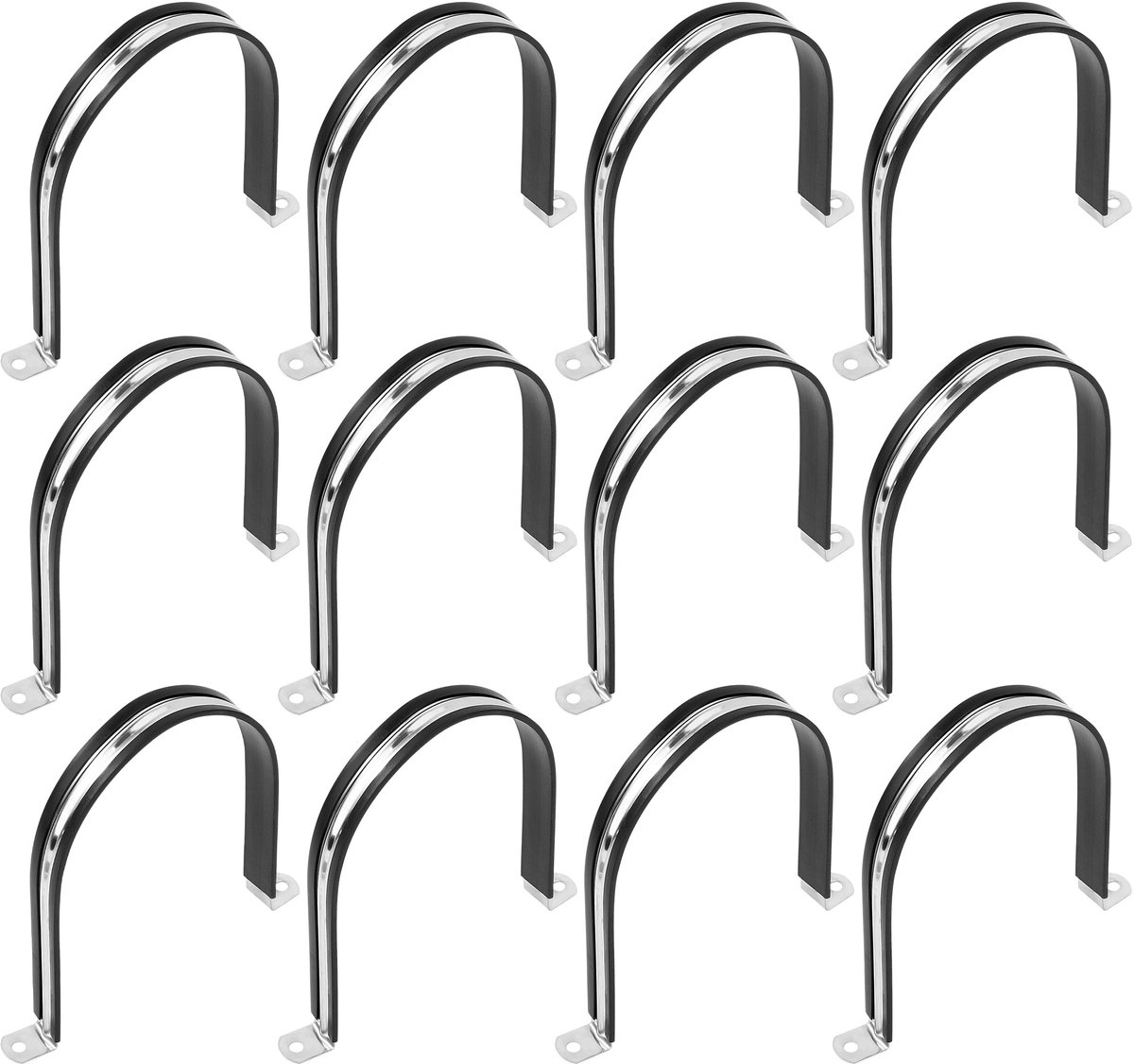Elzusha - Set van 12 U-vormige Buisklemmen met Rubber
