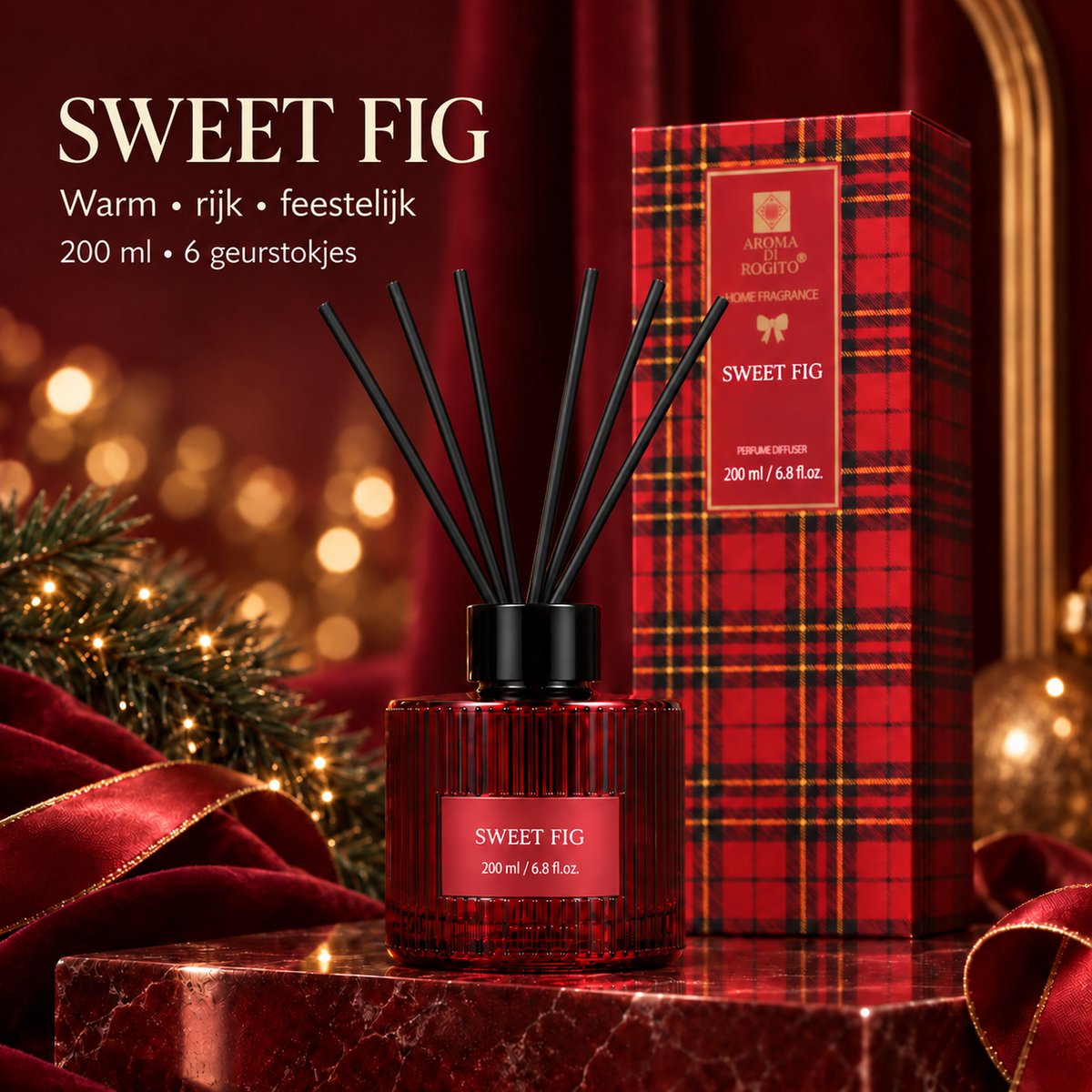 EasyMart Geurstokjes Set 3-Delig - Huisparfum & Geurverspreider - Premium Diffuser Set - 3x 200ml met Rotan Stokjes - Rose, Nectarine & Sweet Fig - Luxe Interieur Geur voor Woonkamer, Badkamer & Toilet — cadeau in Wonen & Interieur - foto 5