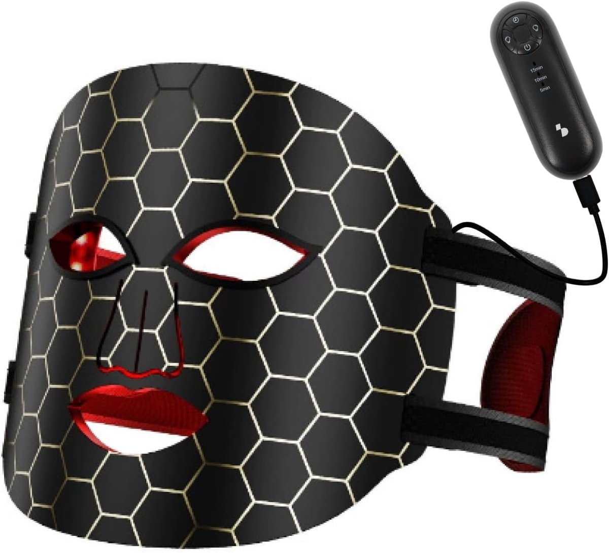 LED Gezichtsmasker - 7 Kleuren Lichttherapie- Voor Alle Huidtypen - Anti Aging - 288 LED's - USB-C Oplaadbaar - Met Afstandsbediening