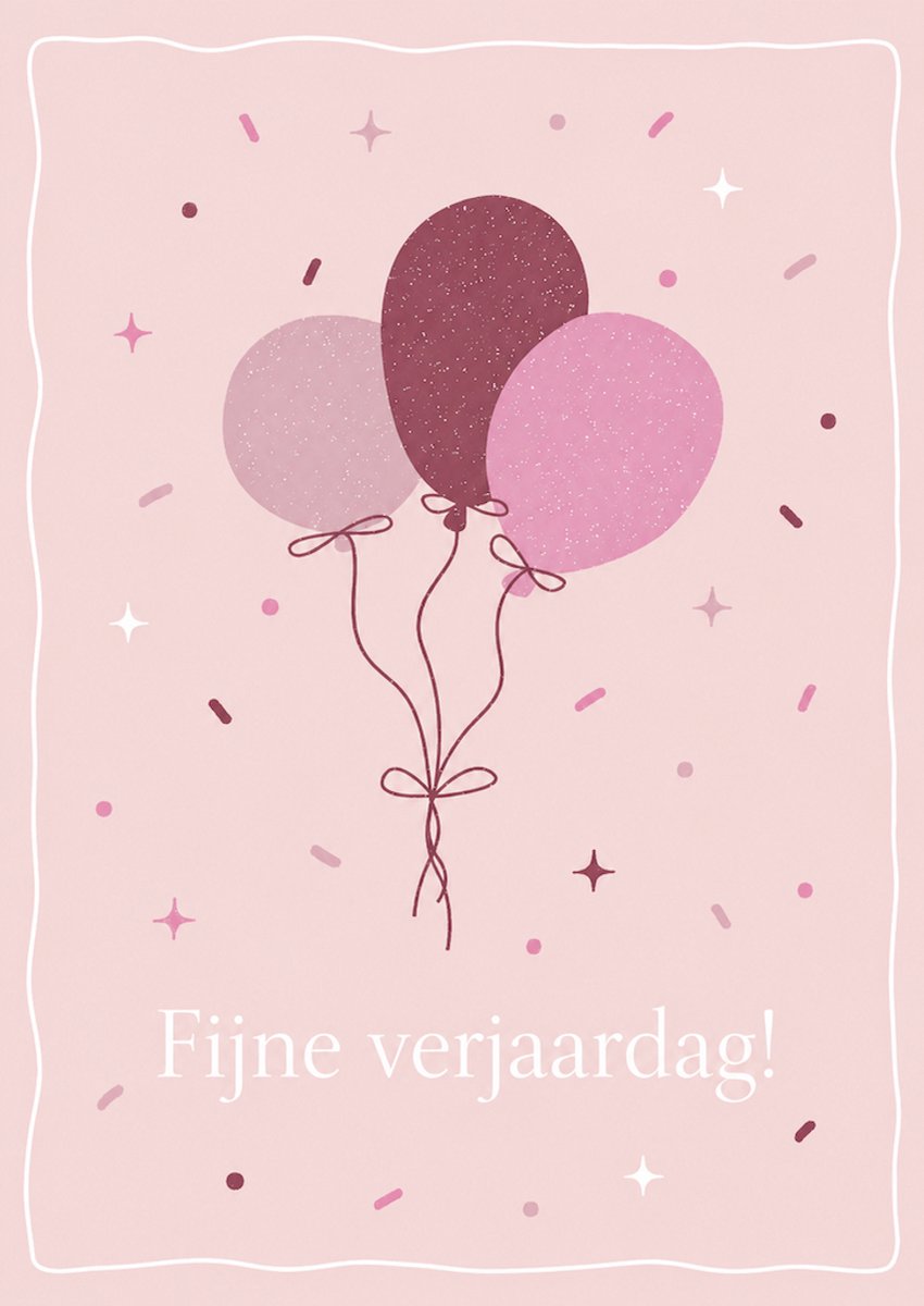 Fijne verjaardag kaart met ballonnen – Feestelijke A6 verjaardagskaart