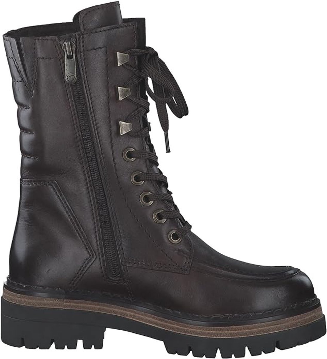 Marco Tozzi 2-2611-41 361 kleur Cafe gevoerde stoere desertboots veterboots rits veters halfhoge laarzen maat 41