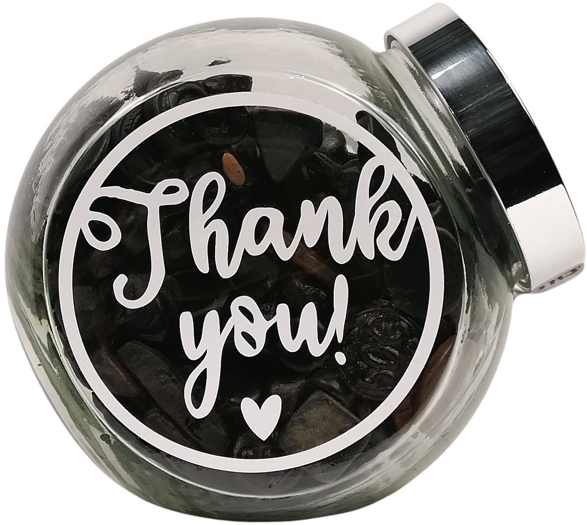 Bedankt Cadeau - Snoeppot "Thank you" (1250g Dropmix) - Bedankt Cadeau & Waardering - Luxe Snoeppot met Gemengde Drop - Afscheid Collega / Relatiegeschenk / Juf & Meester