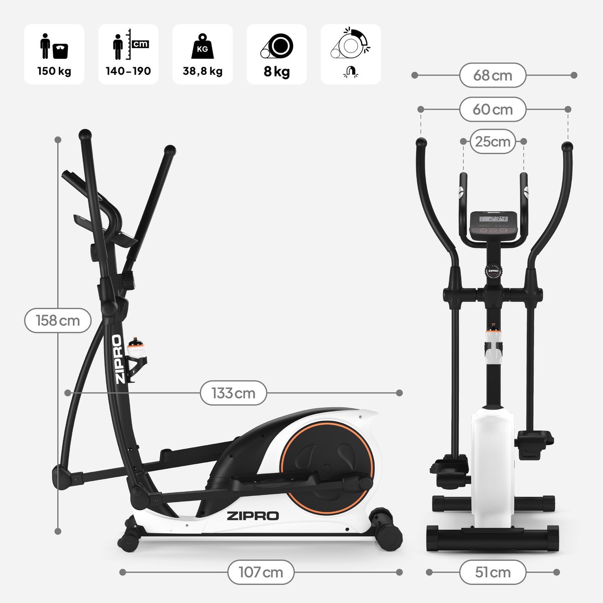 Zipro Hulk RS Crosstrainer Magnetisch tot 150kg - afbeelding 2