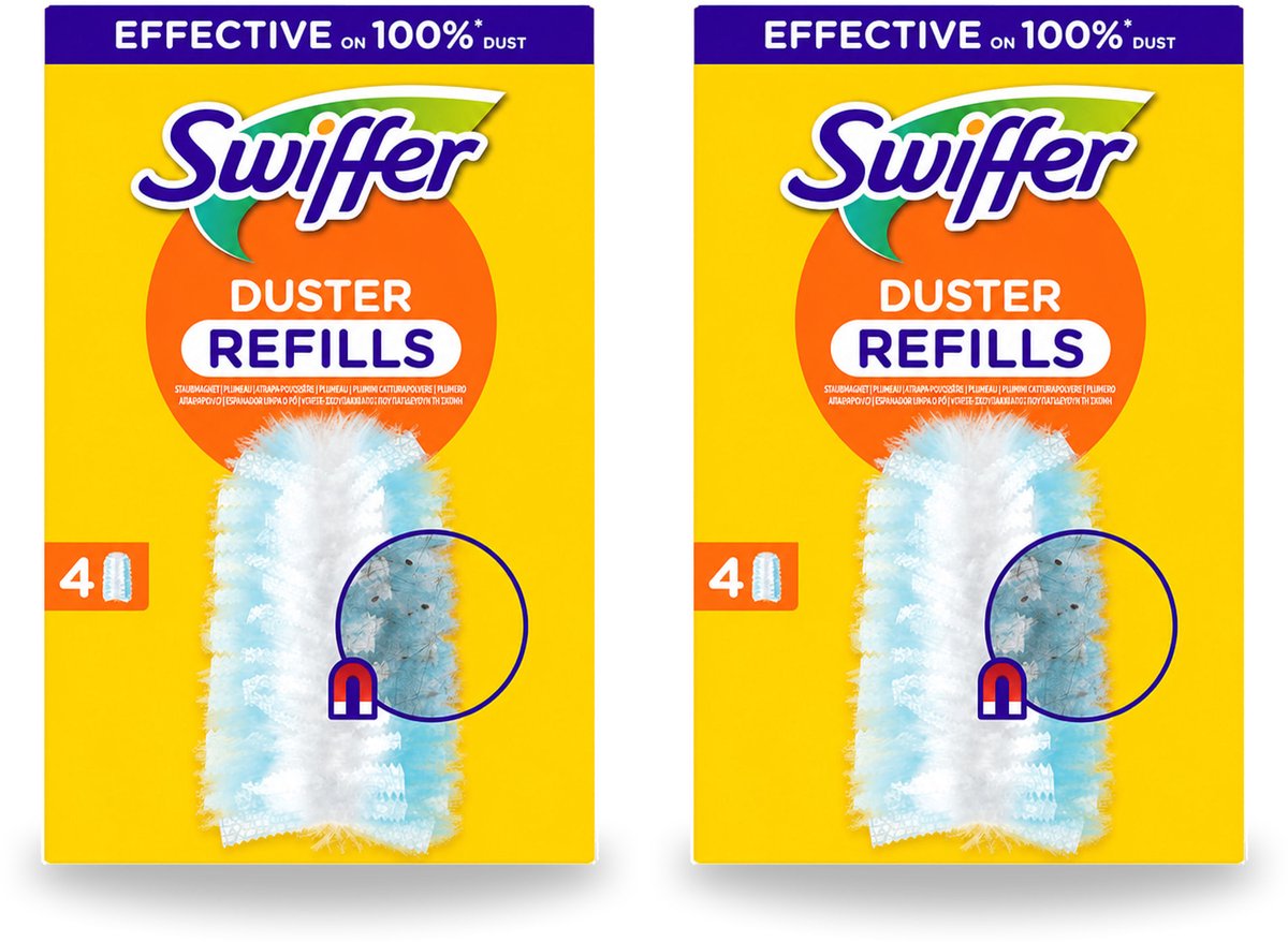 2 x Swiffer - Duster – Voor Stofwisser – 4 navullingen - Voordeelverpakking - 2 stuks