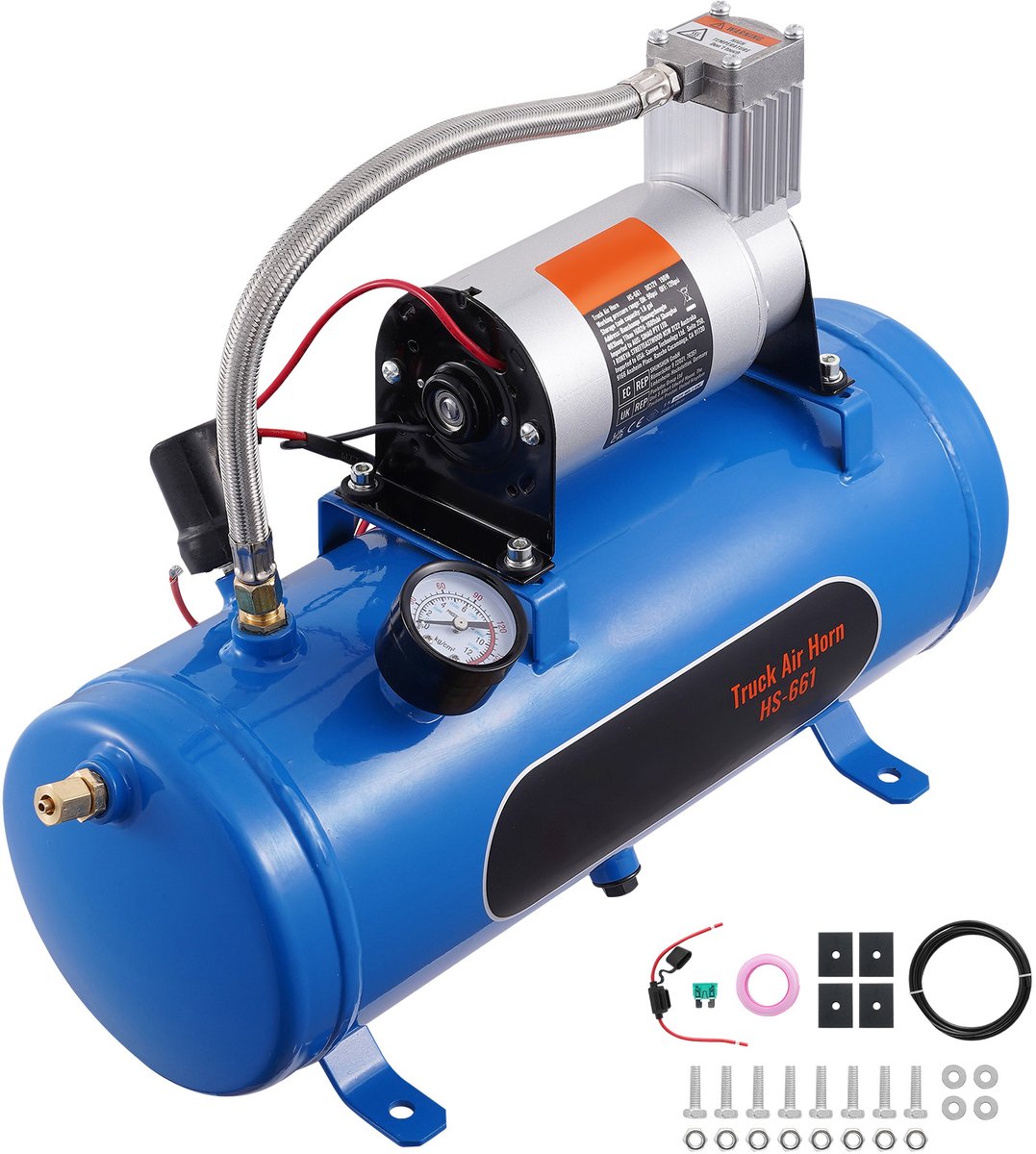 Luchtcompressor Met Tank - 1.6 Gallon - 12V Elektrisch - 120 PSI Max Werkdruk - Voor Auto En Vrachtwagen