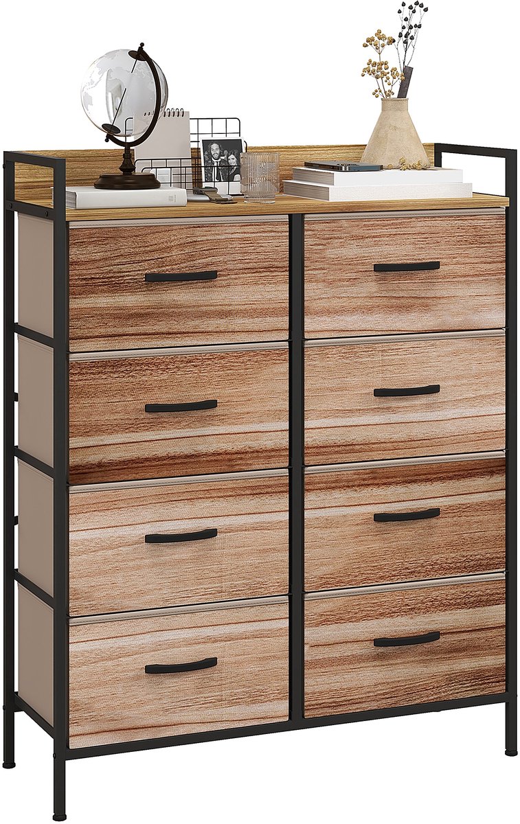 Homcom Stoffen Commode - Vliesstof - 79x29x101cm - Eikenhout bruin