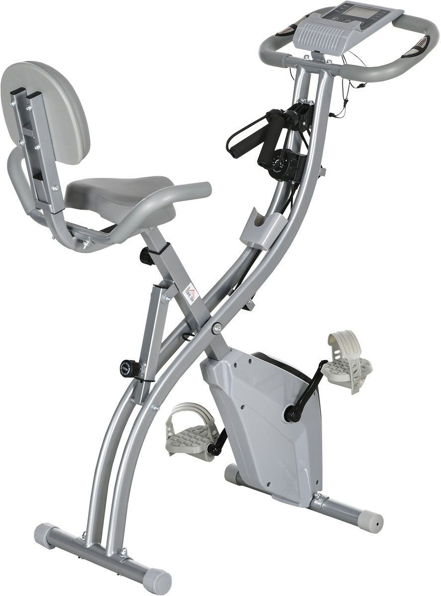 HOMCOM-Magnetische hometrainer-staal-105x48x118cm-zwart, zilvergrijs