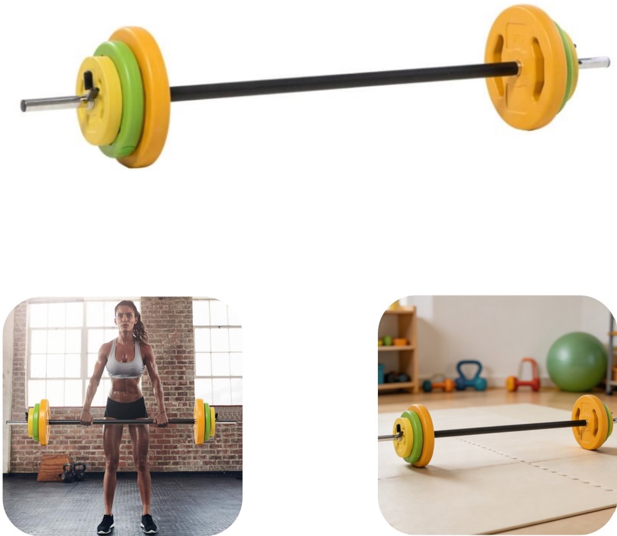 Halters Set - Fitnessapparatuur - Antislip Halter - Fitness Halter - Spiertrainingsapparatuur - Afneembare Gewichtsschijven - Met Bevestigingsklem - Fitnessaccessoires - Geschikt voor Sportschool, Binnen (Zwart, 130*28cm)