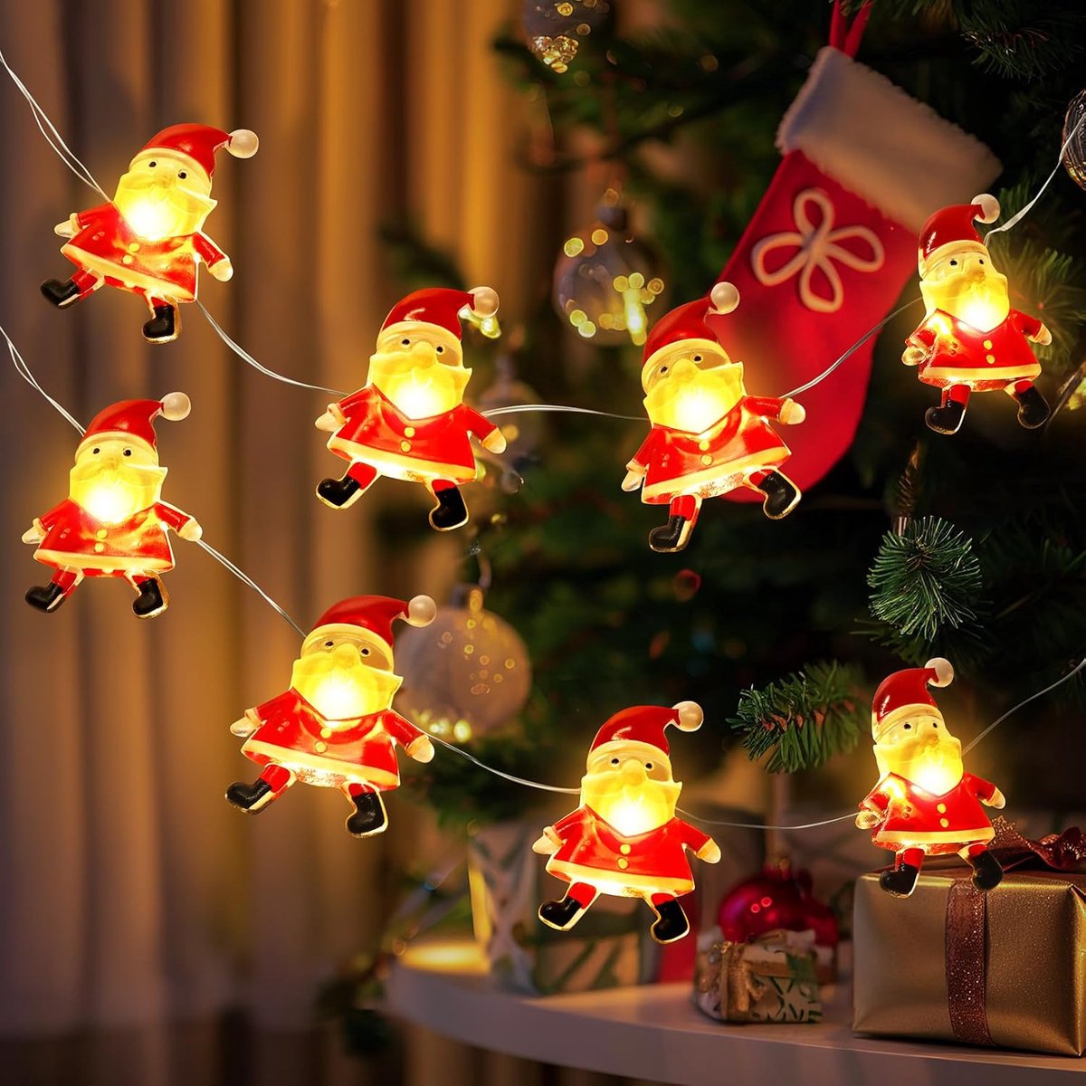 Kerstdecoraties voor binnen: Kerstverlichting met kerstman - 3 meter - 30 LED-lampjes - werkt op batterijen - leuke decoratie voor kamer en slaapkamer - binnen en buiten - kerstcadeaus voor kinderen en vrouwen