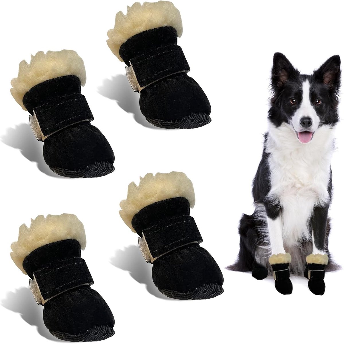 Winterse Antislip Hondenschoenen, 4-Pack Snowboots voor Honden, Bescherming voor Pootjes, Geschikt voor Kleine, Middelgrote en Grote Honden