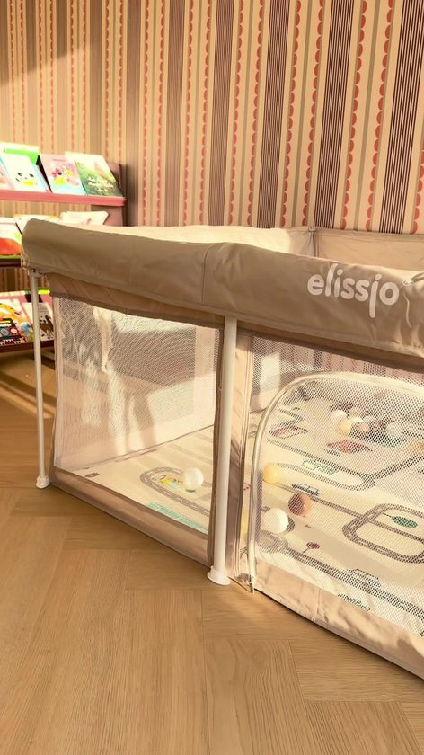 Elissio® - Grondbox Baby - Inklapbare Speelbox met Dubbelzijdige Speelmat & 50 Ballen - Kruipbox - Kinderbox - Playpen Baby - 180x120 CM - Beige