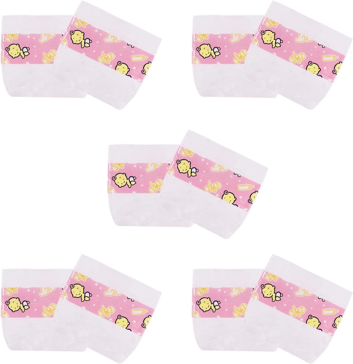 Set van 10 Herbruikbare Poppenluiers voor 35-45 cm Poppen - Schattige en Realistische Accessoires voor Creatief Spel en Empathieontwikkeling