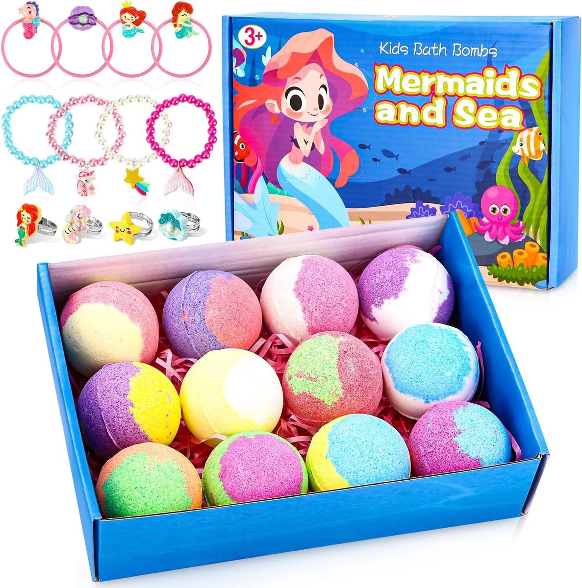 Kleurrijk 12-delig badspeelgoed set met accessoires en natuurlijke badbommen, perfect als cadeau voor jongens en meisjes tijdens de vakantie