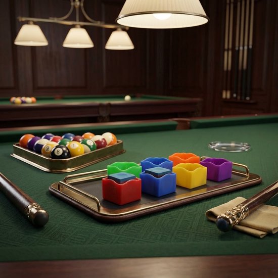 Meerkleurige keukrijthouders 6 stuks – biljart krijthouder voor keukrijt – draagbare krijt houders voor biljart snooker 8 ball en 9 ball – opberg houder voor biljartkrijt — afbeelding 4